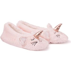 Pluchen pantoffels, kattenkop van een eenhoorn LA REDOUTE COLLECTIONS. Polyester materiaal. Maten 36/37. Roze kleur