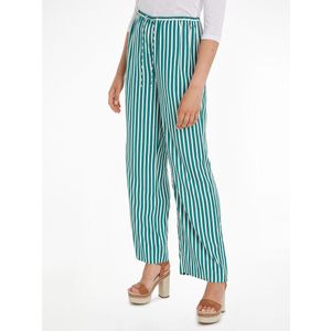TOMMY HILFIGER - Gestreepte Broek - Groen/Wit - Viscose - Wijde Pijpen