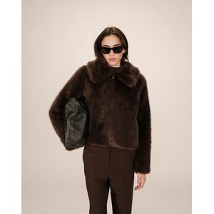 Grace & Mila - SHONNA - Faux Fur Jas - Bruin - Korte Lengte