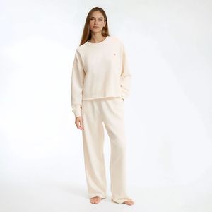 Fleece pyjama, sweatshirt en broek LA REDOUTE COLLECTIONS. Molton materiaal. Maten S. Wit kleur