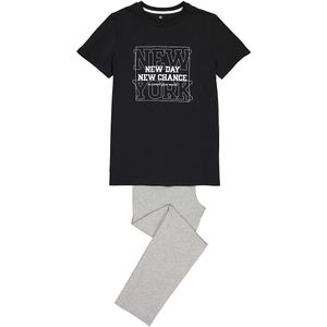 Pyjama bedrukt New York LA REDOUTE COLLECTIONS. Katoen materiaal. Maten 12 jaar - 150 cm. Zwart kleur