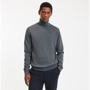 LA REDOUTE COLLECTIONS - Mêleegrijze Trui - Merinoswol - Rolkraag - Lange Mouwen