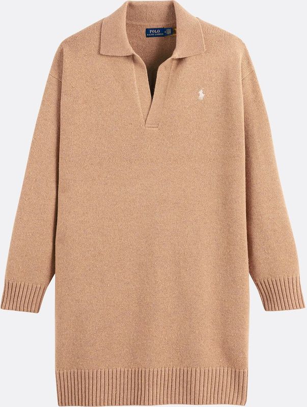 POLO RALPH LAUREN - Korte Trui-Jurk - Kastanje Kleur - Wol Materiaal