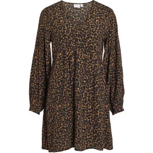 VILA - Bedrukte Korte Jurk - Kastanje - Viscose