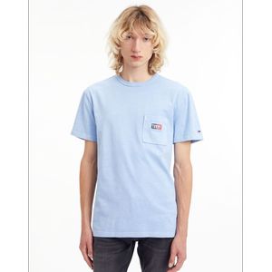 T-shirt met ronde hals, timeless logo op de zak TOMMY JEANS. Katoen materiaal. Maten XXL. Blauw kleur