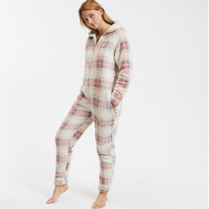 SO'HOME - Geruite Onesie - Fleecetricot - Warm - Met Kap en Ritssluiting