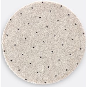 Rond vloerkleed met stippen in berber stijl, Ava LA REDOUTE INTERIEURS. Polypropyleen materiaal. Maten diameter 240 cm. Wit kleur