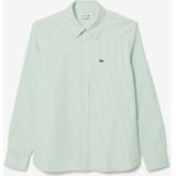 LACOSTE - Recht Hemd - Groen - Katoen - Lange Mouwen - Gestreept Motief