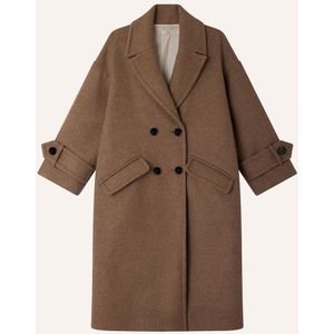 Jas met dubbele knoopsluiting Mia SESSUN. Wol materiaal. Maten XS. Kastanje kleur