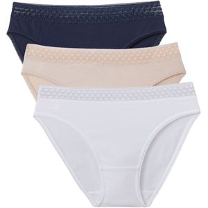 LA REDOUTE COLLECTIONS - Slip - Wit/Blauw/Roze - Katoen - Set van 3