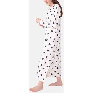 PETIT BATEAU - Nachthemd - Ecru/Blauw - Katoen - Hartjesprint