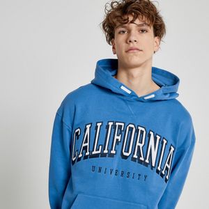 Oversized hoodie in molton LA REDOUTE COLLECTIONS. Geruwd molton materiaal. Maten XXS. Blauw kleur