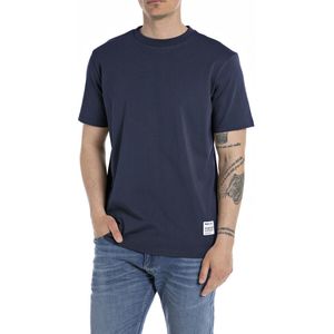 REPLAY - T-shirt - Marineblauw - Katoen
