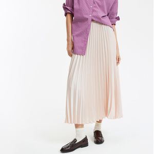 LA REDOUTE COLLECTIONS - Lange Plissérok - Champagne - Polyester - Elastische Tailleband
