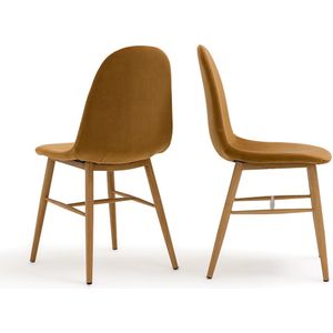 Set van 2 stoelen in fluweel, Polina LA REDOUTE INTERIEURS. Stof materiaal. Maten é�én maat. Geel kleur