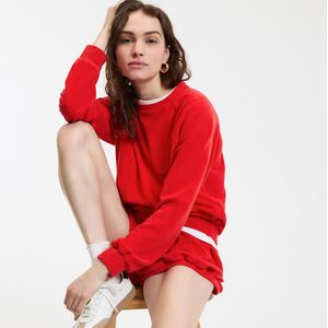 LA REDOUTE COLLECTIONS - Sweatshirt - Rood - Badstof - Met Borduursel op Rug