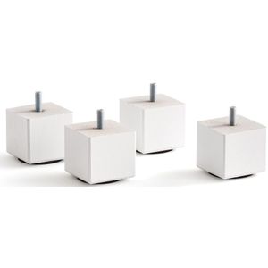 Set van 4 lage vierkante poten, Jarano AM.PM.  materiaal. Maten 5 cm. Wit kleur