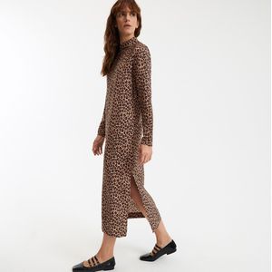 LA REDOUTE COLLECTIONS - Dierenprint - Rechte Maxi-jurk - Kastanje Kleur - Polyester