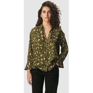 Shirt met grafische luipaardprint IKKS. Viscose materiaal. Maten S. Groen kleur