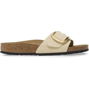 Muiltjes in leer, grote gesp Madrid Big Buckle BIRKENSTOCK. Leer materiaal. Maten 41. Beige kleur