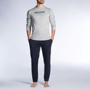 DANIEL HECHTER - Lange Pyjama - Mêleegrijs + Marine - Katoen