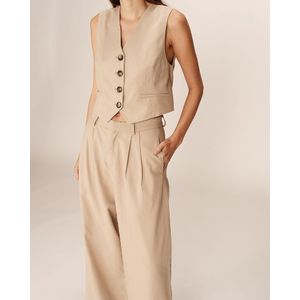 PETER GRACE & MILA - Kostuumbroek - Beige - Viscose - Wijde Pijpen