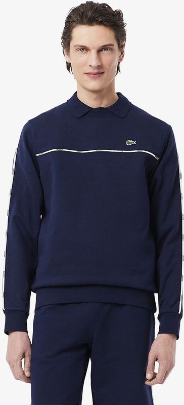 LACOSTE - Sweater - Marineblauw - Katoen - Ronde hals met Bies