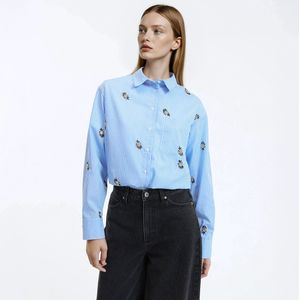 Gestreept overhemd in katoen, Signature MARLÈNE LA REDOUTE COLLECTIONS. Katoen materiaal. Maten 34 FR - 32 EU. Blauw kleur