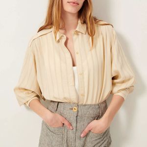 Los gestreept shirt met schouderbandjes GINGER SESSUN. Viscose materiaal. Maten M. Beige kleur