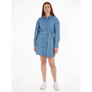 Tommy Jeans Spijker Blousejurk van Biologisch Katoen Medium Blue Denim