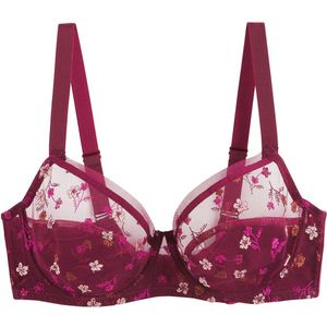 Minimiser BH in geborduurde tule Ivona LA REDOUTE COLLECTIONS. Tule materiaal. Maten 100C FR - 85C EU. Rood kleur