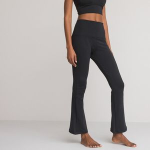 Wijd uitlopende broek voor yoga LA REDOUTE COLLECTIONS. Microvezel materiaal. Maten L. Zwart kleur