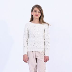 Trui met ronde hals in tricot MOLLY BRACKEN GIRL. Katoen materiaal. Maten 8 jaar - 126 cm. Beige kleur