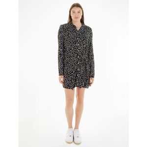 TOMMY JEANS - Gebloemde Korte Hemdjurk - Zwart - Viscose
