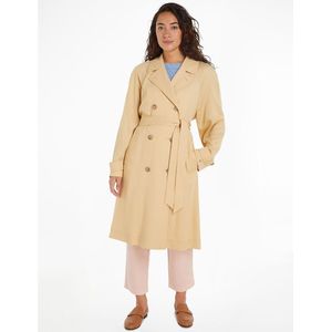 Lange, soepele trenchcoat met lange mouwen TOMMY HILFIGER. Tencel/lyocell materiaal. Maten 34 FR - 32 EU. Beige kleur