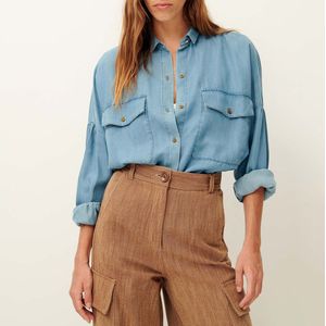 Sessun - Botania - Hemd - Blauw - Wol materiaal - Wijde Mouwen