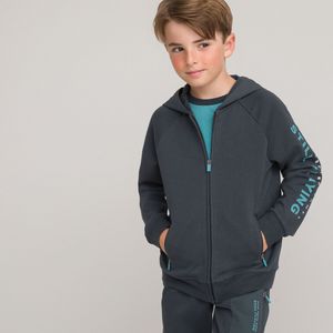 Zip-up hoodie in molton LA REDOUTE COLLECTIONS. Katoen materiaal. Maten 10 jaar - 138 cm. Blauw kleur