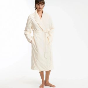 Gewatteerde jersey kamerjas, sjaalkraag LA REDOUTE COLLECTIONS. Jersey materiaal. Maten S. Wit kleur