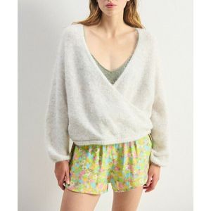 Overslagtrui met lange mouwen, NUNY AMERICAN VINTAGE. Alpaca materiaal. Maten XS/S. Grijs kleur