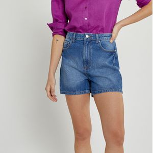 Short in denim, hoge taille LA REDOUTE COLLECTIONS. Katoen materiaal. Maten 44 FR - 42 EU. Blauw kleur