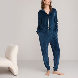 Onesie in fluweel LA REDOUTE COLLECTIONS. Polyester materiaal. Maten 34/36 FR - 32/34 EU. Blauw kleur