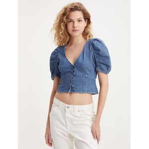 Cropped blouse, pofmouwen LEVI'S. Katoen materiaal. Maten S. Blauw kleur