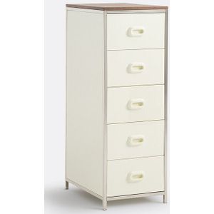 Cooven - Opberg Bureaukast - Ecru/Fineer Notenhout - 5 Lades