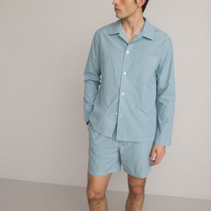 Gestreepte pyjashort met lange mouwen LA REDOUTE COLLECTIONS. Bio katoen materiaal. Maten L. Blauw kleur