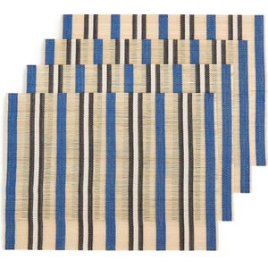 Set van 4 rechthoekige placemats, in bamboe, Retan LA REDOUTE INTERIEURS.  materiaal. Maten één maat. Blauw kleur
