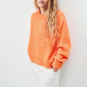 AMERICAN VINTAGE - VITOW - Gebreide Trui - Fluo Oranje - Alpaca Materiaal