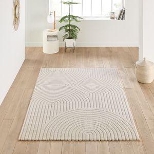 Vloerkleed met geometrisch motief, Lodgo LA REDOUTE INTERIEURS. Polypropyleen materiaal. Maten 200 x 250 cm. Beige kleur