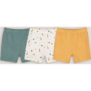 Set van 3 shorts in katoen LA REDOUTE COLLECTIONS. Katoen materiaal. Maten 3 mnd - 60 cm. Kastanje kleur