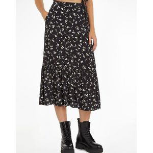 Midi rok met bloemenprint TOMMY JEANS. Viscose materiaal. Maten XL. Zwart kleur