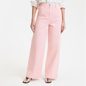 LA REDOUTE COLLECTIONS - Katoenen Twill Broek - Roze - Hoge Taille - Wijde Pijpen